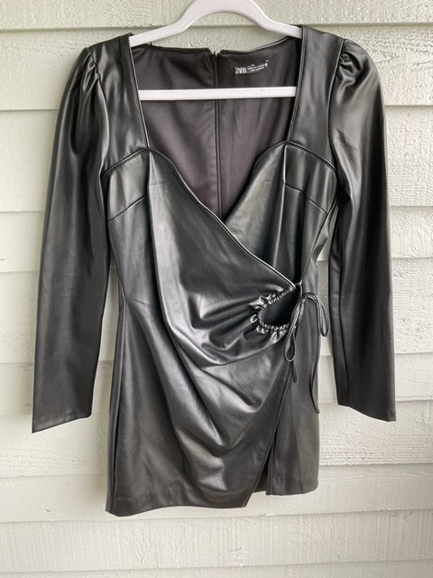 Zara Leather Jacket Dress Fashion Faux Leather Biker Dress New Zara Black Vegan Faux Zara Leather Jacket Dress Fashion Faux Leather Biker Dress New Zara Black Vegan Faux